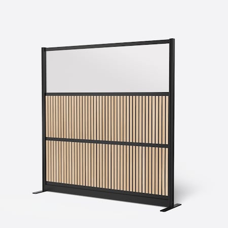 Luxor Grove Modular Wall Room Divider System - Black Frame - 70in X 70in - Wood & Acrylic Wall MW-7070-WAB